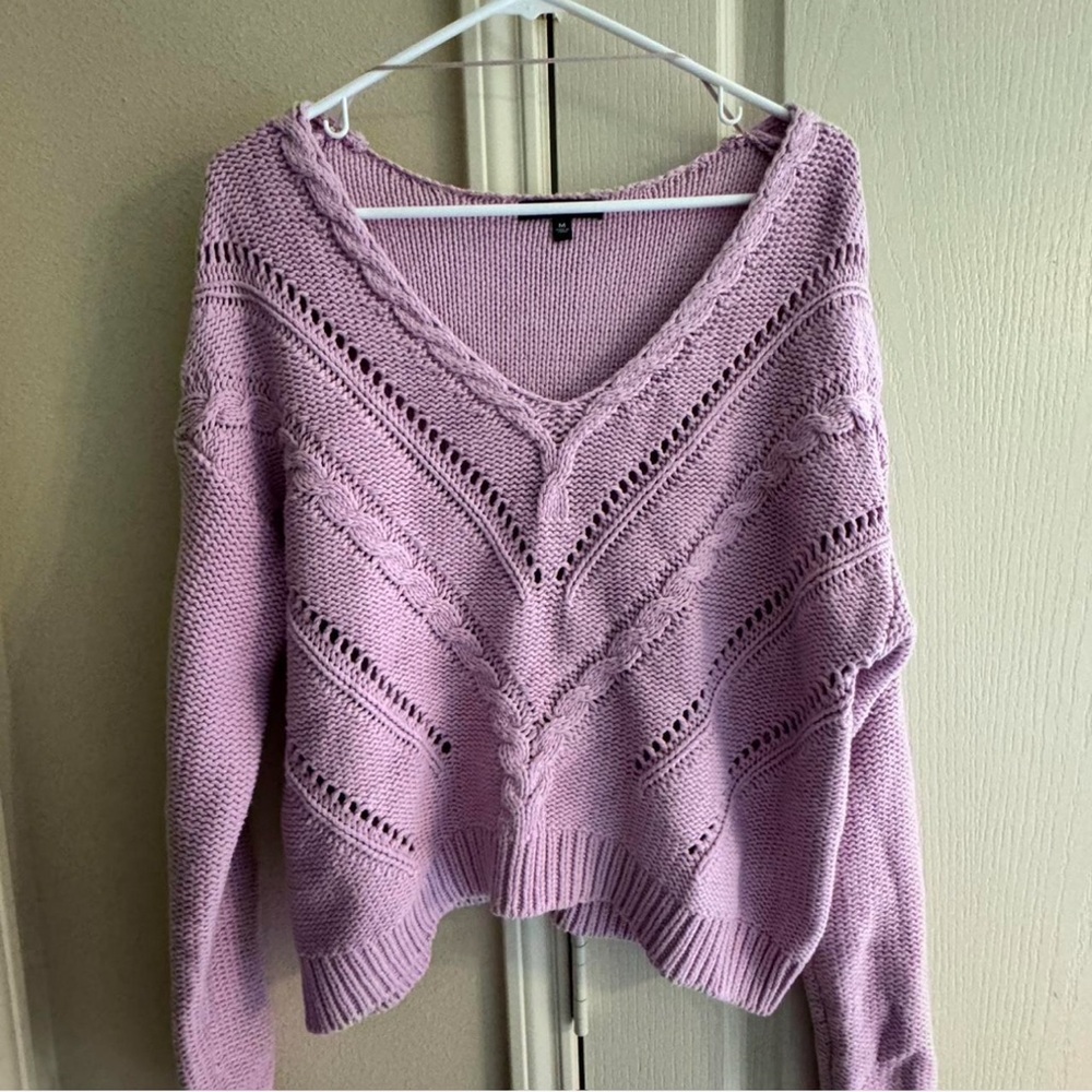 Kendall & Kylie Lilac V-Neck Sweater